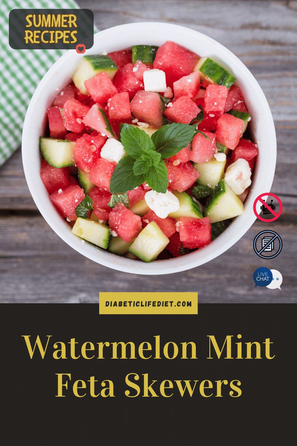 Watermelon Mint Feta Skewers